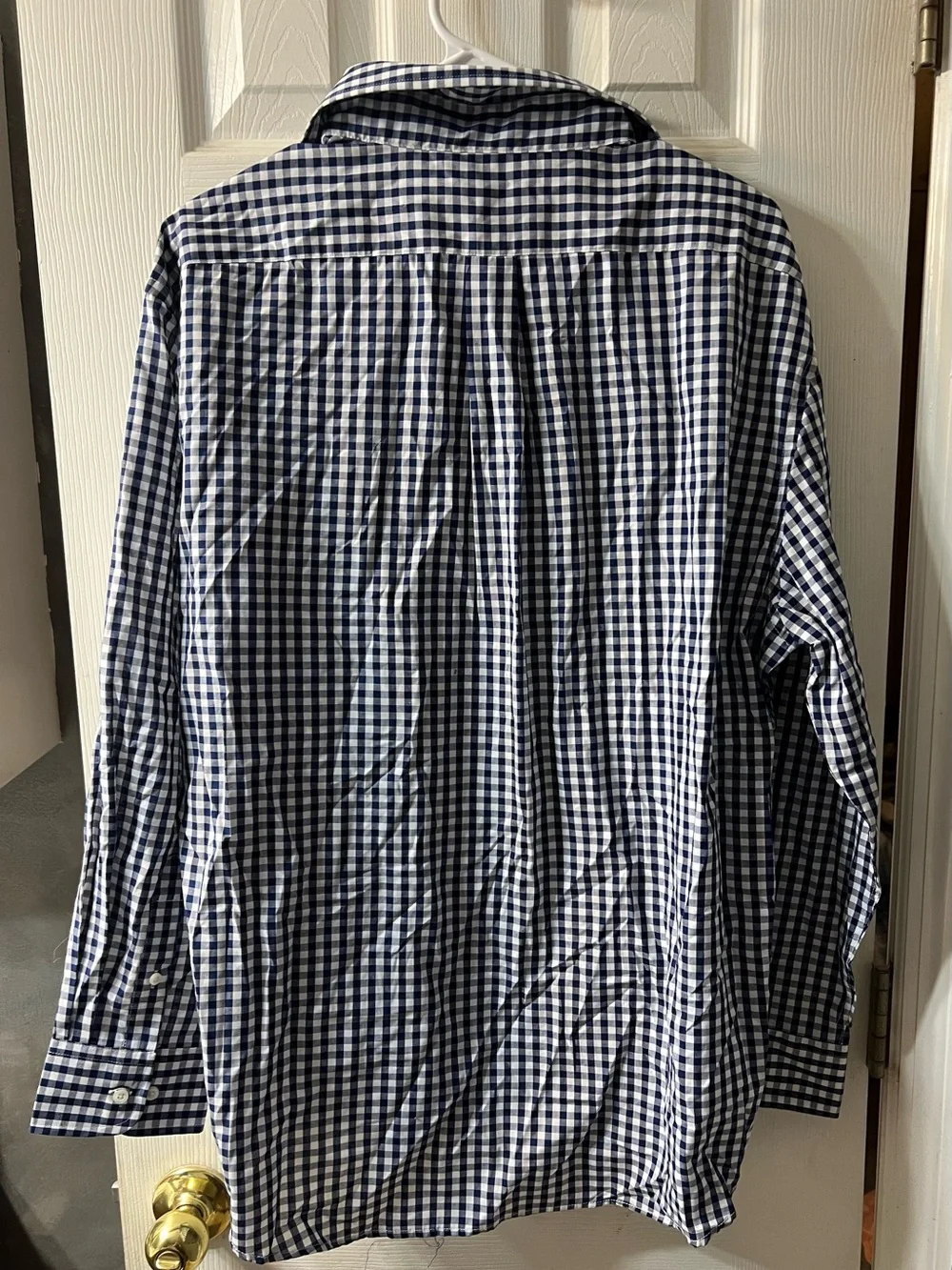 Dockers Men's Large Navy and White Gingham Button-Down Shirt NWT
